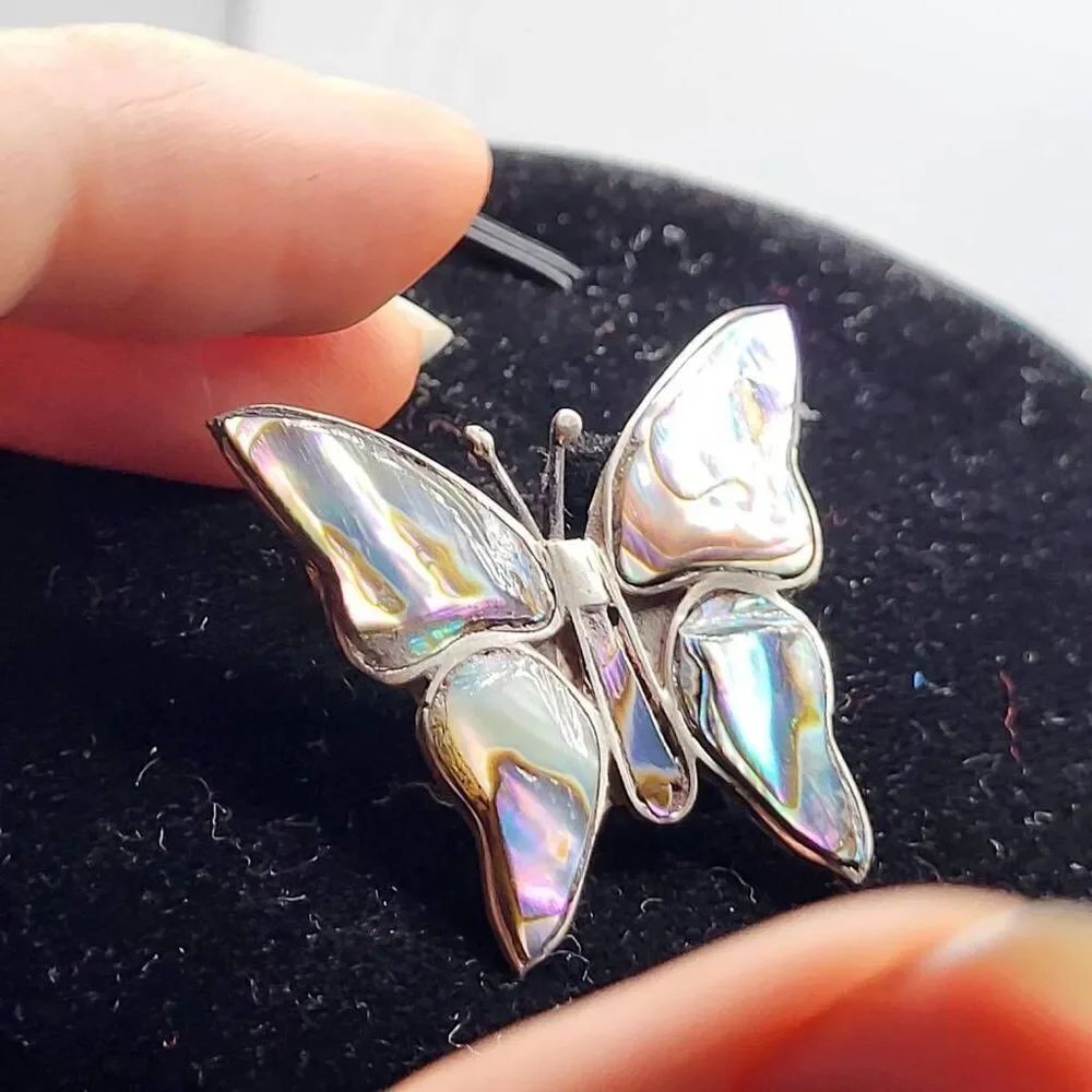 Artisan Made Mother of Pearl and Sterling Silver Signed by Artist